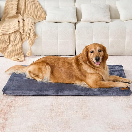 LIORCE Dog Crate Pad - Extra Large Dog Beds with Removable Washable Cover and Waterproof Lining - XXL Memory Foam Pet Bed for Crate - Reversible Kennel Mat (Cool & Warm), 48-inch, Dark Grey by LIORCE