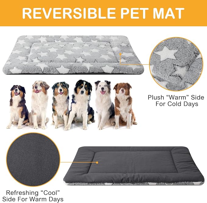 VitalCozy 4 Pcs Dog Crate Pads, Ultra Soft Warm Washable Anti-Slip Kennel Bed Mat for Pets, Reversible, Replaceable, Cage Liner for Small Medium Large Dogs and Cats(28 x 42 x 1.6 Inch,Star,Gray) - Image 3