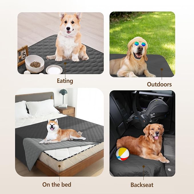 gogobunny 100% Double Sided Waterproof Dog Blanket Soft Pet Bed Cover Reversible Protect Furniture Couch Sofa Car for Puppy Large Dog Cat (Dark Charcoal/Light Charcoal, 40x50 Inch (Pack of 1)) - Image 7