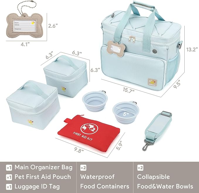Pet Travel Bag, Large Blue Dog Carrier with Multiple Compartments and Adjustable Straps, Dog Suitcase for Weekend Camping, Pet Diaper Bag for Travelling(Blue) - Image 3