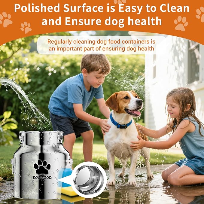 Metal Dog Food Storage Container 18Lbs, Stainless Steel Dog Food Storage Container with Lids Airtight, Pet Food Storage Container for Dogs, Cat Food Bin with Spoon, Keep Food Fresh, Easy to Clean - Image 7