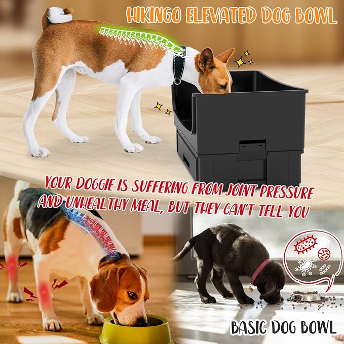 Mess Proof Raised Dog Bowls,Elevated Dog Bowl Stand Set 2 Stainless Steel Food Bowls,Splash Water Collection Non-Slip Medium Sized Feeding Table - Image 4