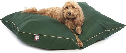 Majestic Pet Rectangle Medium Dog Bed Washable – Non Slip Comfy Pet Bed – Super Value Crate Pet Pillow – Puppy Kennel for Sleeping - Medium Breed 35 x 28 Inch – Solid Green by MajesticPet