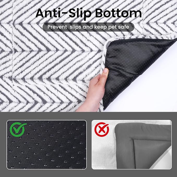 Mora Pets Washable Dog Crate Pad Soft Dog Kennel Bed Crate Mat for Small Medium Dogs, Puppies & Large Cats Flat Pet Bed with Anti-Slip Bottom for Cage & Carrier Sleeping Chevron Grey 30 x 19 - Image 5