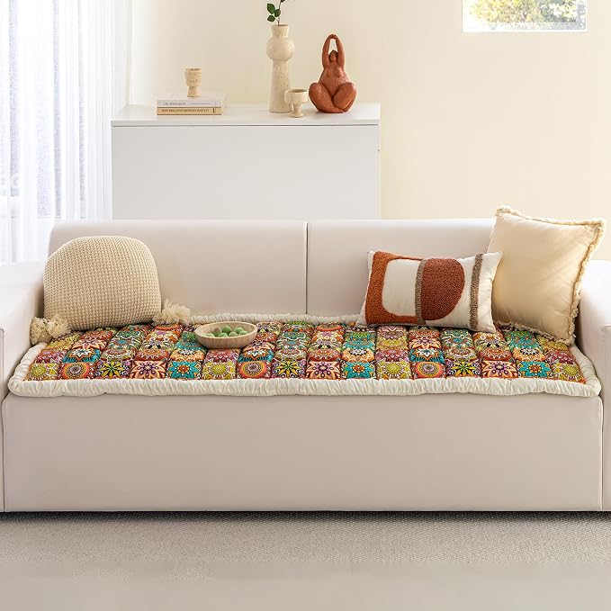 Couch Covers for Dogs, Non Slip Pet Couch Covers for Sofa Washable, Boho Covers for 3 Cushion Couch Sofa Pet Friendly (Orange, 35.4x82.7 inch) - Image 8