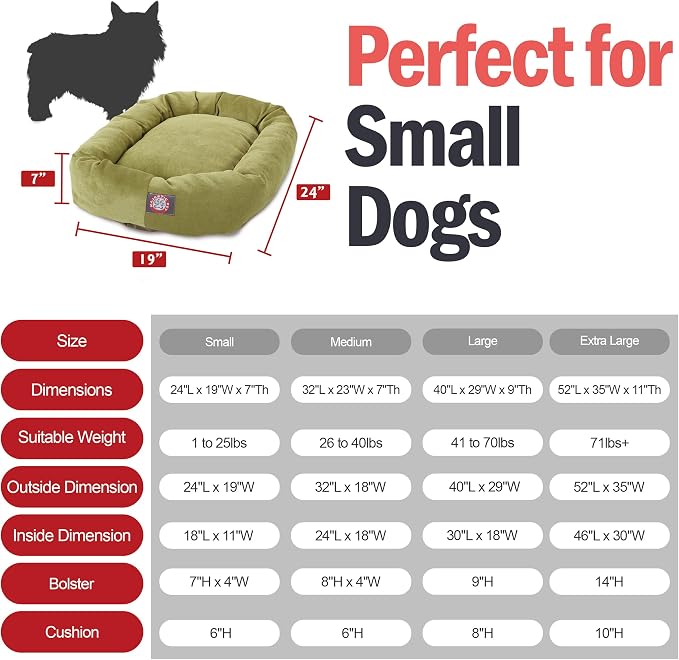 Majestic Pet Villa 24 Inch Shredded Memory Foam Dog Bed for Small Sized Dog 24x19x7 Inch–Orthopedic Pet Bed - Washable Small Puppy Mat with Head Support-Apple - Image 3