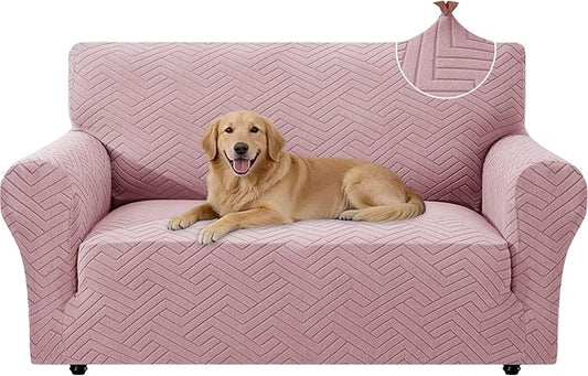 Stretch Sofa Cover Non-Slip Washable Furniture Protector | Stretch, 55"-69".Soft, Non Skid Foam, Elastic Bottom, Machine Washable, for Kids & Pets, Couch & Sofa, Pink by YSTELLAA