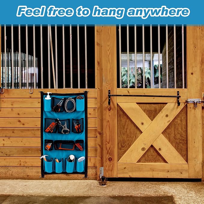 Riakrum 2 Pcs Horse Trailer Grooming Bag Hanging Horse Door Caddy Trailer Organizer Storage(Fresh,39 x 23 Inch) - Image 6