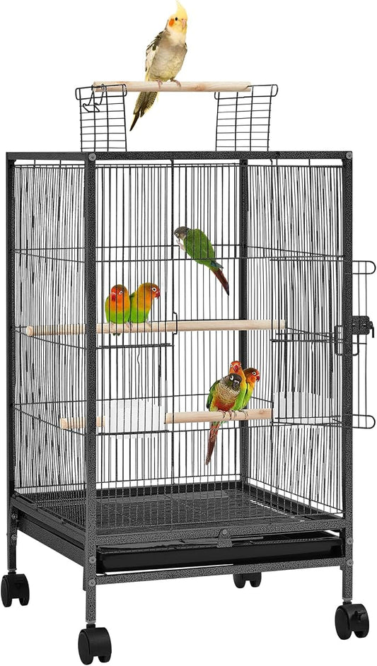 Yaheetech 35 inch Wrought Iron Bird Cage w/Play Open Top and Rolling Stand for Small Birds Like Parrots Conure Lovebird Cockatiel Lovebirds Budgies by Unknown