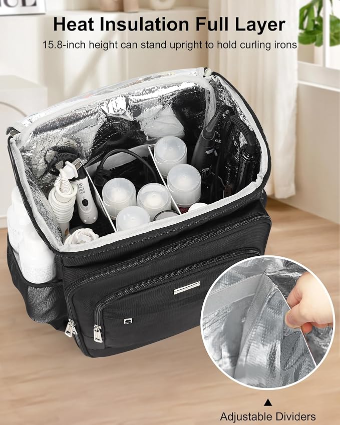 Relavel Barber Bag, Hair Tools Travel Bag, Barber Cases for Clippers and Supplies, Hairstylist Backpack Hairdresser Cosmetology Case for Hair Cutting Tools, Hair Salon Hairdresser Must Haves, Black - Image 4