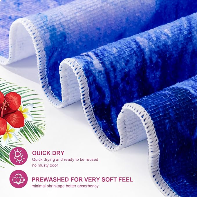 EBOOT 10 Pack Oversized Beach Towel Set Extra Large Pool Towels Microfiber Quick Dry Swim Blanket for Adult Women Men Face Hand Body Bath Travel Pool(Elegant Color,28 x 59 Inch,Summer) - Image 3