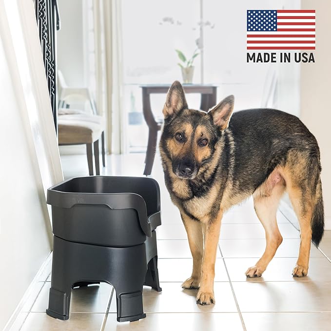 Neater Feeder Deluxe Mess-Proof Elevated Dog Bowls for Large Dogs (40+ lbs), 2 Height Adjustable (14.5” & 17.5”) No-Spill Raised Dog Bowl Stand, Stainless Steel Food Bowl Set, Made in USA, Black - Image 2