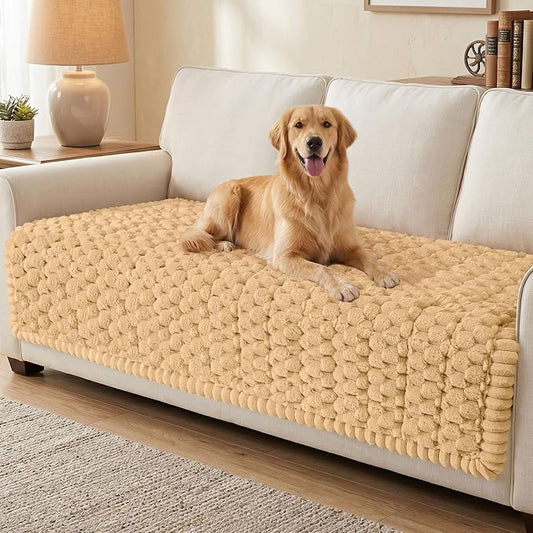 Smiry Non Slip Couch Covers for Dogs, Scratch Resistant Pet Sofa Protector | Machine Washable Soft Fuzzy Thick Furniture Cover for Sofa Loveseat Sectional Large Dogs, Camel, 43" x 82.7" by Smiry