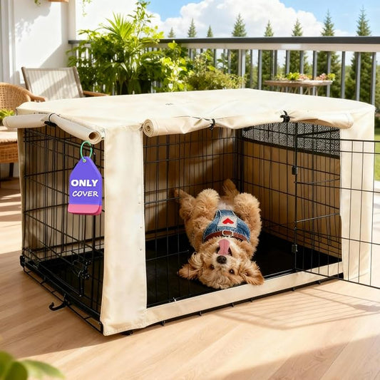 54.0" L x 37.0" W x 45.0" H Dog Crate Cover with Breathable Mesh, Durable Heavy Duty Kennel Cover, Dual Zippered Panels, Windproof Waterproof (Only Cover) by HiCaptain