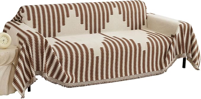 HAOMAIJIA Boho Sofa Covers Couch Covers for 3 Cushion Couch Sofa Pet Friendly Soft Thick Non Slip Couch Cover for Dogs Washable Sectional Couch Covers L Shape Furniture Protector (Brown, 91"x134") by HAOMAIJIA