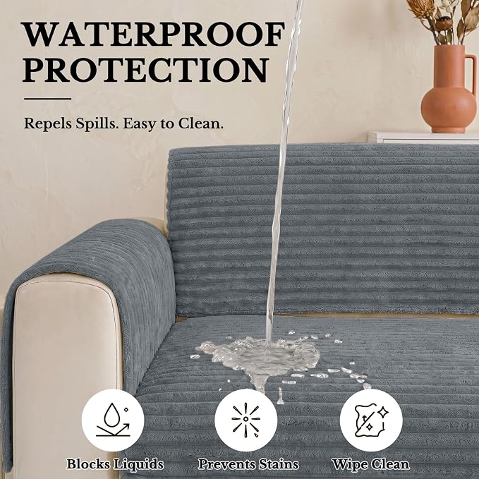 Smiry Waterproof Couch Cover for Dogs, Washable Non Slip Plush Protector | Waterproof Protection, Plush Flannel, Non Slip Backing, Pet Hair & Scratch Protection, Soft Cover (36" x 88") - Image 4