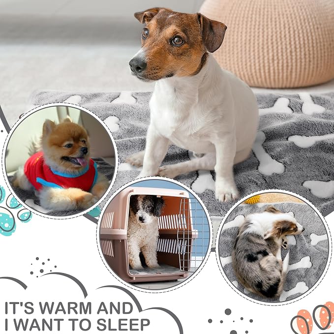 Reginary 4 Pcs Waterproof Guinea Pig Blankets Washable Small Animal Fleece Bedding Absorbent Guinea Pig Cage Liners Reusable Training Pee Pad Pet Sleep Mat for Hamster(Gray Bones,24 x 16 Inch) - Image 4