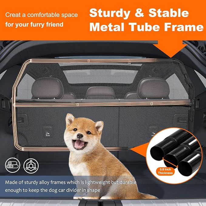 Dog Barrier for Cargo Area, 46" Wide See Through Vehicle Car Hatchback Dog Car Net Barrier, Dog Car Net Mesh for 3rd Row Seat,Back Seat Car Divider Barrier Restraint Fence Trunk Shield for Car - Image 5