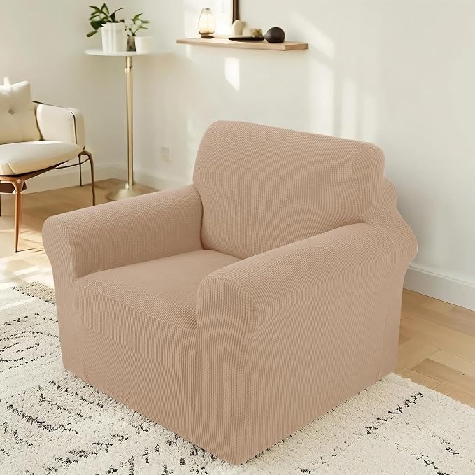 Stretch Recliner Chair Cover for Armchair, Small, Camel | Chair Covers For Living Room, Furniture Protector With Non Skid Foam, Elastic Bottom, Slipcovers For Kids, Dogs by LuxshareHome
