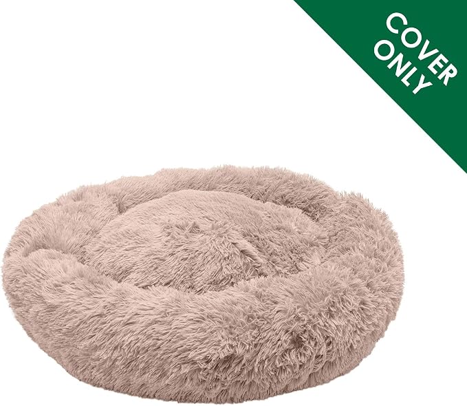Furhaven Replacement Donut Dog Bed Cover Plush Long Faux Fur Calming Cuddler, Machine Washable - Taupe, Large - Image 2