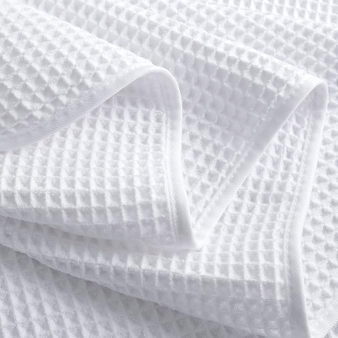 POLYTE 430 GSM Microfiber Oversize Quick Dry Lint Free Bath Towel, 60 x 30 in, 4 Pack (Waffle Weave) - Image 8