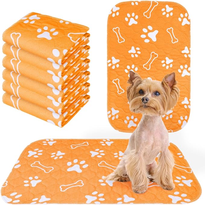 BEAUTYZOO 6 Pack Washable Pee Pads for Dogs, Reusable Puppy Pads for Potty Training, Waterproof Super Absorbent Whelping Pads Mats Non Slip Against Urine for Small Medium Dogs Cats, 16" x 24" by BEAUTYZOO