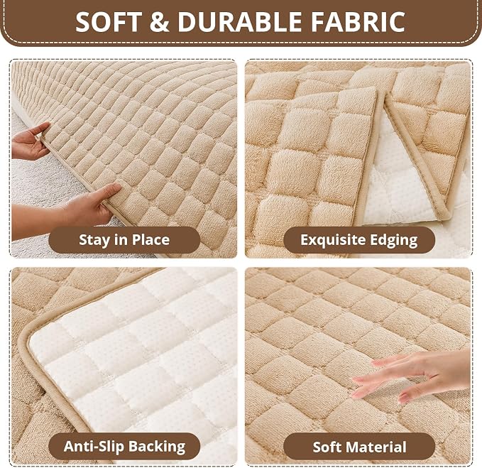 OstepDecor Pet Couch Covers for Sofa, Soft Sofa Covers Washable | Non Slip Dog Couch Protector, Pet Hair, Dirt & Wear Protection, Fits Sofas, Loveseats & Sectionals, 35.4" x 94.5", Khaki - Image 2
