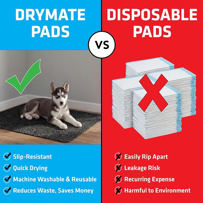 Drymate Jumbo Dog Playpen Mat (60x74), Super Absorbent, Waterproof, Slip-Resistant, Machine Washable, Reusable Puppy Pad for Training, Whelping, Housebreaking, Incontinence, Crate, Kennel (USA Made) - Image 6