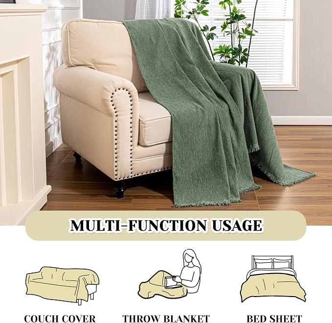MEETSKY Small Couch Cover Oversized Armchair Sofa Cover Washable for Dogs Sofa Single Recliner, Chenille Sofa Throw Slipcover for Pets Sofa Cover Thick, 71" x 91", Moss Green - Image 8