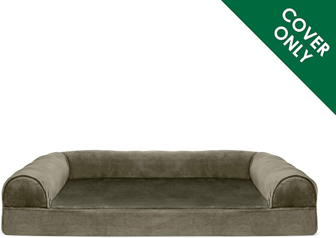 Furhaven Replacement Dog Bed Cover Faux Fur & Velvet Sofa-Style, Machine Washable - Dark Sage, Jumbo Plus (XX-Large) - Image 2