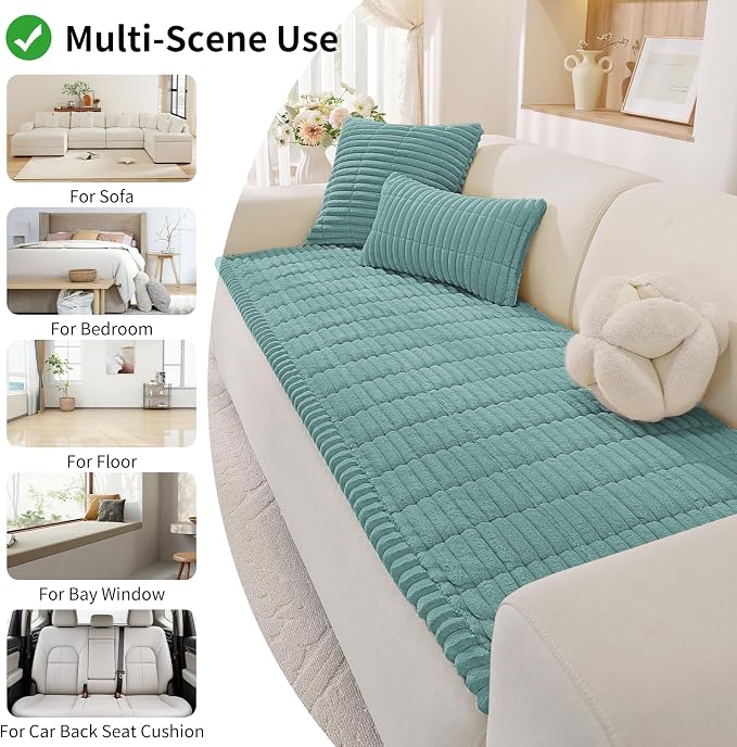 Couch Cover for Dogs,Washable Non-Slip Pet Friendly Sofa Protector | Thick Flannel Sofa Cover,Nonslip, Washable,Anti-Pilling,Pet Friendly,for Dogs & Cats,Cozy Protect Against Fur,27.6" x 70.9" - Image 3