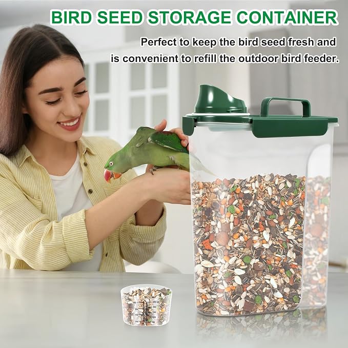 TBMax 10 Lbs Cat Dog Food Storage Container, 2026 Upgraded Large Pouring Container for Pet Food Storage, Bird Seed Dispenser, Portable Travel Kibble Holder -Dark Green - Image 5