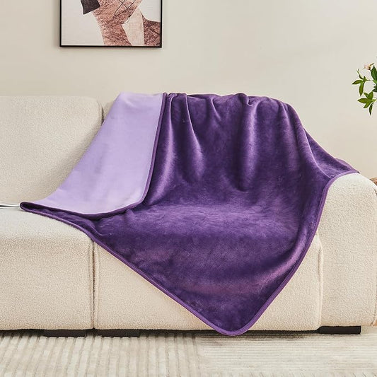 Waterproof Blanket 40"x60" for Adults, Reversible Waterproof Bed Cover for Dogs Cats Pets, Soft Leakproof Blanket for Bed Couch Sofa Furniture Protector, Dark Purple/Light Purple by Yaning
