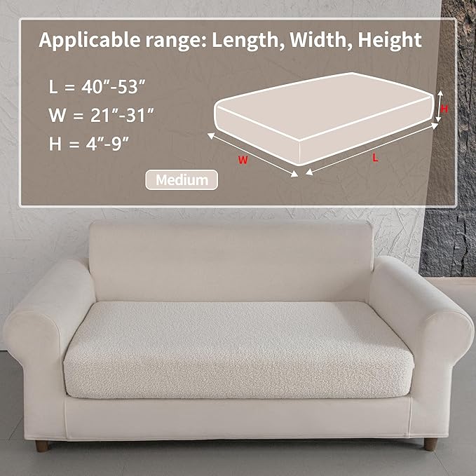 OHSIO Couch Cushion Covers for Sectional Sofa, Stretch Soft Sofa Slipcovers Washable Wear-Resistant Universal Furniture Protector for Living Room(1 Piece Loveseat Cover, Ivory) - Image 2