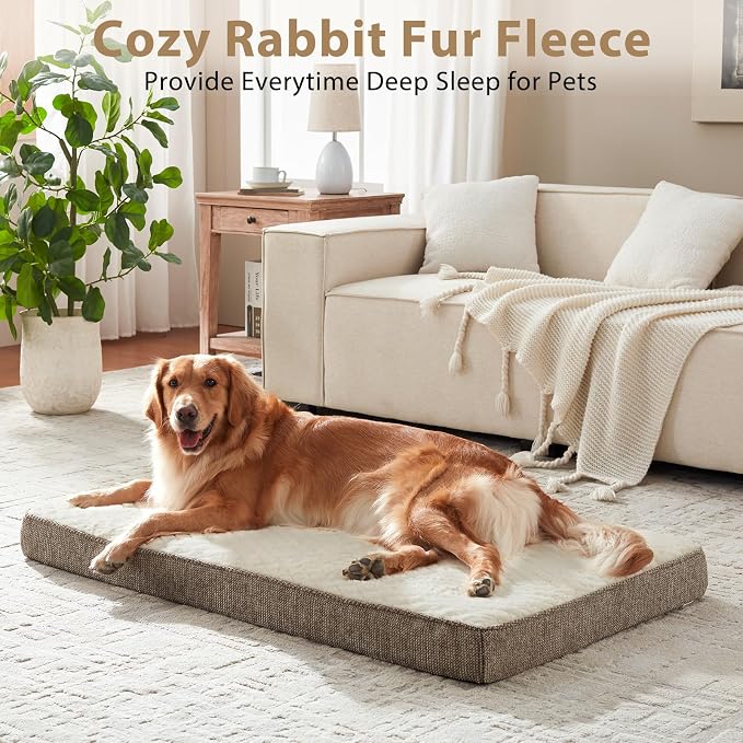 JOEJOY Orthopedic Dog Bed for Small Dogs, Washable Dog Crate Bed Small Sized with Removable Cover, Egg Memory Foam Pet Beds, Beige, 23"x17" - Image 2