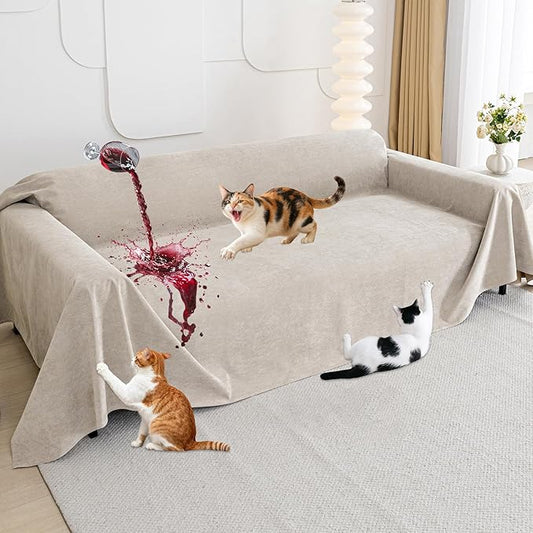Loiion Cat Scratch Proof Furniture Protector Waterproof Sofa Cover 118"x71" | Pet-Friendly Couch Protector, Anti-Scratch & Anti-Slip Sofa Cover For Cats Dogs Kids, Machine Washable by Loiion