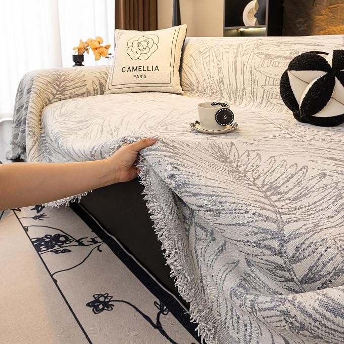 ROOMLIFE Couch Cover Boho Sofa Covers for 3 Cushion Couch Washable | Furniture Protector Sofa Couch Cover for Dogs, Soft Breathable Sofa Slipcover, Couch Throw Blankets with Tassels 71''X118'' - Image 4