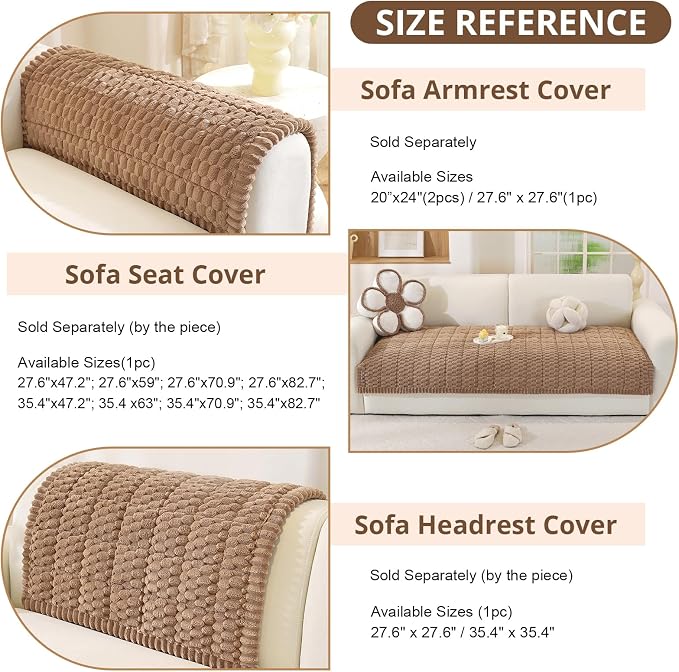 OstepDecor Couch Cover for Dogs, Washable Non Slip Sofa Cover for Pets, Soft Couch Covers for Sofa, Loveseat and Sectional, Furniture Protector Against Pet Hair & Scratches (35.4" x 82.7", Brown) - Image 3