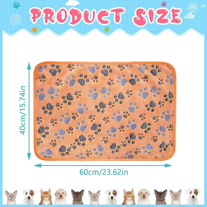 Tatuo 4 Pack Fleece Dog Blankets for Puppy Cats Multi-Size Sleep Mat for Pet Guinea Pig Soft Washable Warm Crate Bed Puppy Teething Toys Print Pattern Blanket Indoor(Coffee,24 x 16 Inch,Paw) - Image 3