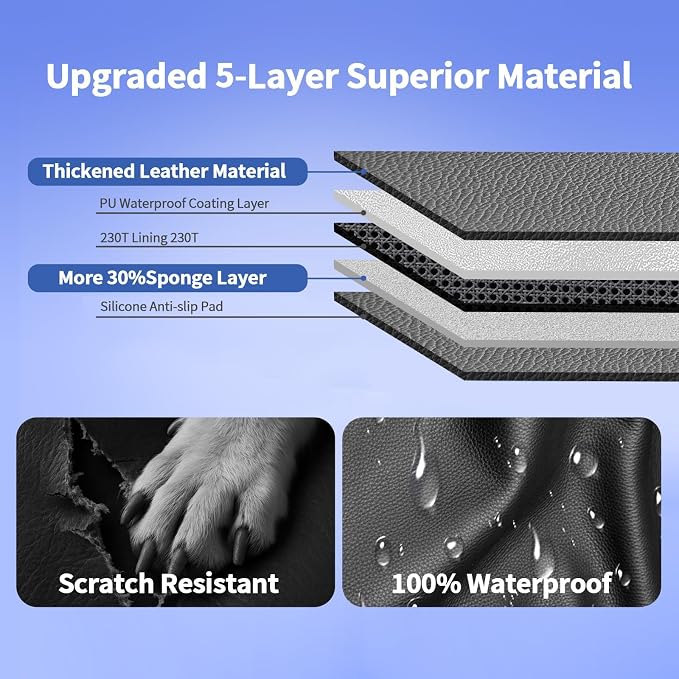 SUV Cargo Liner for Dogs,60/40 Split Seat Access,Waterproof Dog Trunk Cover | Feature: 60/40 Split Access | Material: Waterproof PU Leather | Protection: 15.75" Side Flaps & 19.69" Bumper Flap - Image 7