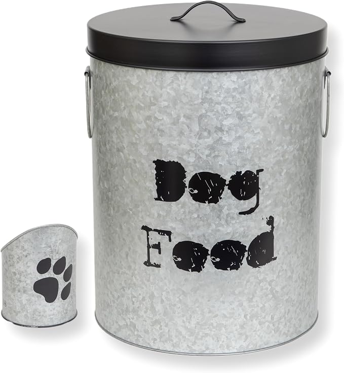Large Dog 60lb Pet Food Storage Canister or Dog Bin with Scoop – Durable & Airtight for Freshnesss, Minimalist Design & Recyclable, Huge Large Metal Container by ThePetSteel