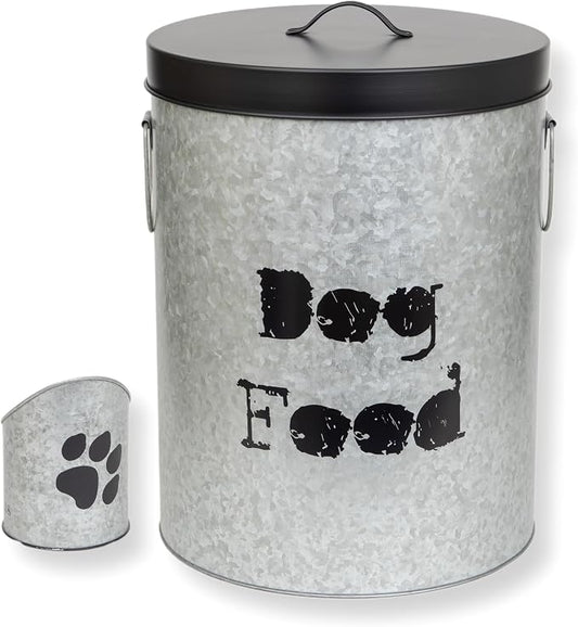 Medium Dog Up To 40lb Pet Food Storage Canister with Scoop – Durable & Airtight for Freshnesss, Minimalist Design & Recyclable, Medium Metal Container (Dog Bin - Medium Size) by ThePetSteel