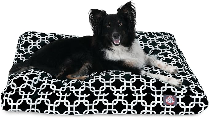 Black Links Medium Rectangle Indoor Outdoor Pet Dog Bed With Removable Washable Cover By Majestic Pet Products by MajesticPet