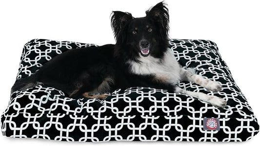 Black Links Medium Rectangle Indoor Outdoor Pet Dog Bed With Removable Washable Cover By Majestic Pet Products by MajesticPet