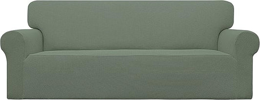 Easy-Going Stretch Couch Covers for Sofa Washable Large Greyish Green | 1-Piece Sofa Covers for 3 Cushion Couch Furniture Protector Couch Slipcover Soft with Bottom for Kids Pets by Easy-Going