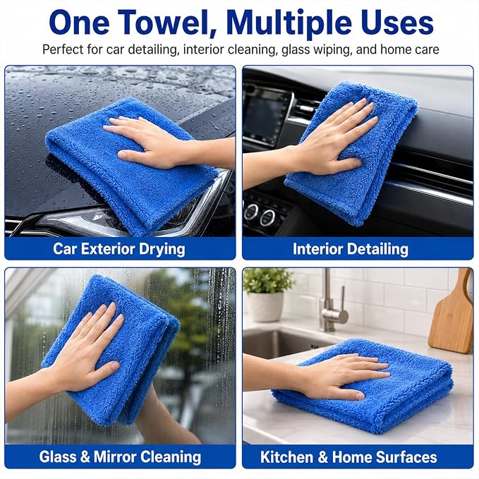 Shimeyao 30 Pcs 16 x 16 Inch Microfiber Towels for Cars, 500 GSM Edgeless Plush Car Detailing Towels, Lint Free Scratch Free Cleaning Cloths for Drying, Washing, Polishing, Waxing, Home (Dark Blue) - Image 7