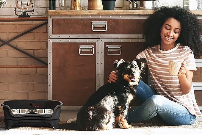Neater Feeder Express Mess Proof Dog Bowls Elevated for Small Breeds Under 15 Lb, Made in USA, No Spill Raised Dog Food Bowl Stand, Stainless Steel Food and Water Bowl Set, Feeding Station, Black - Image 9