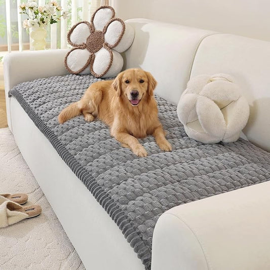 OstepDecor Couch Cover for Dogs, Washable Non Slip Sofa Cover for Pets, Soft Couch Covers for Sofa, Loveseat and Sectional, Furniture Protector Against Pet Hair & Scratches (27.6" x 70.9", Grey) by OstepDecor