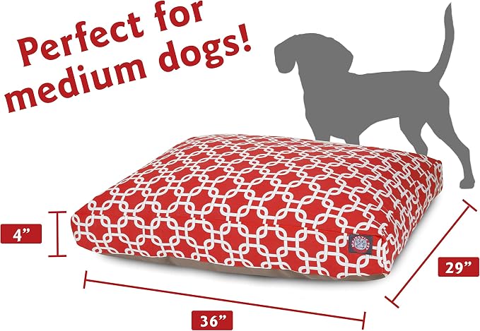 Red Links Medium Rectangle Indoor Outdoor Pet Dog Bed With Removable Washable Cover By Majestic Pet Products - Image 3