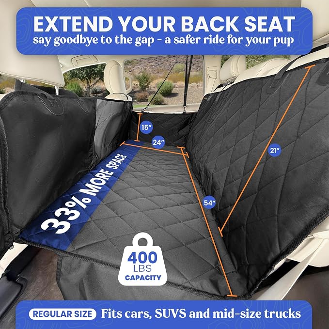 4Knines Back Seat Extender for Dogs, Hard Bottom Waterproof Backseat Protector with EZ Door Guard (Camo, Regular) - Image 2